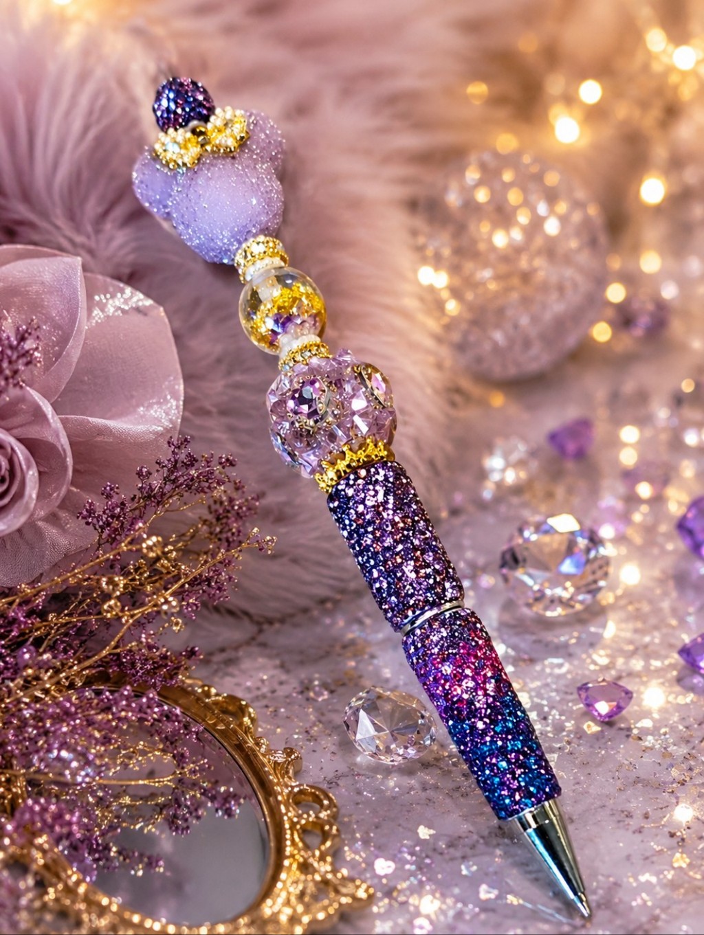 Sparkling Purple Beaded Ballpoint Pen